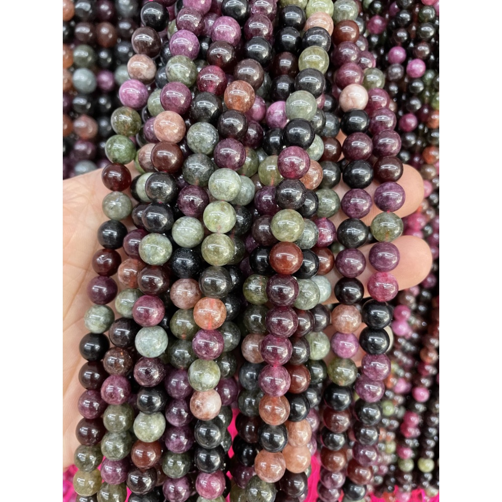 Chuỗi Hạt Đá Tourmaline Tự Nhiên Dùng Làm Vòng Tay / Vòng cổ DIY