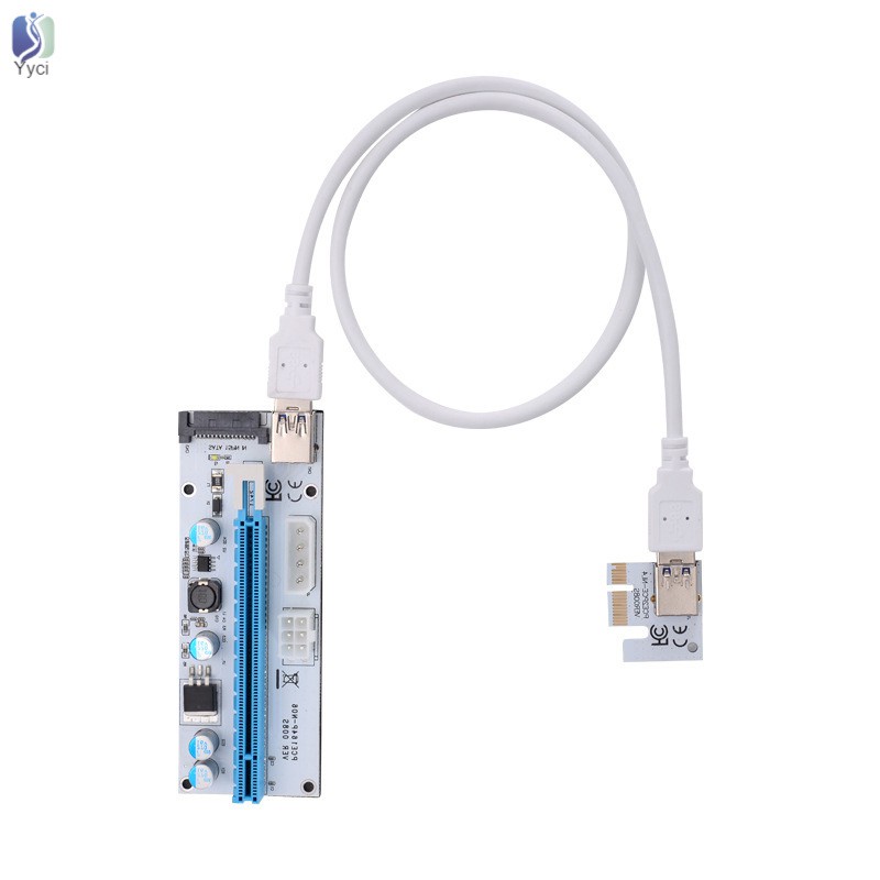 Set 1/6/12 cáp đồ họa mở rộng mạch PCI-E Riser VER 008S Express 1X sang 16X USB 3.0