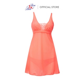 Đầm ngủ thun lưới, cổ chữ v xẻ sâu bon bon - il9193