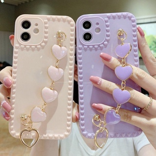 Ốp Điện Thoại Silicon Có Dây Đeo Hình Trái Tim Cho iPhone 11 12 13 pro XS max 7 8 Plus SE2020 X XR 12