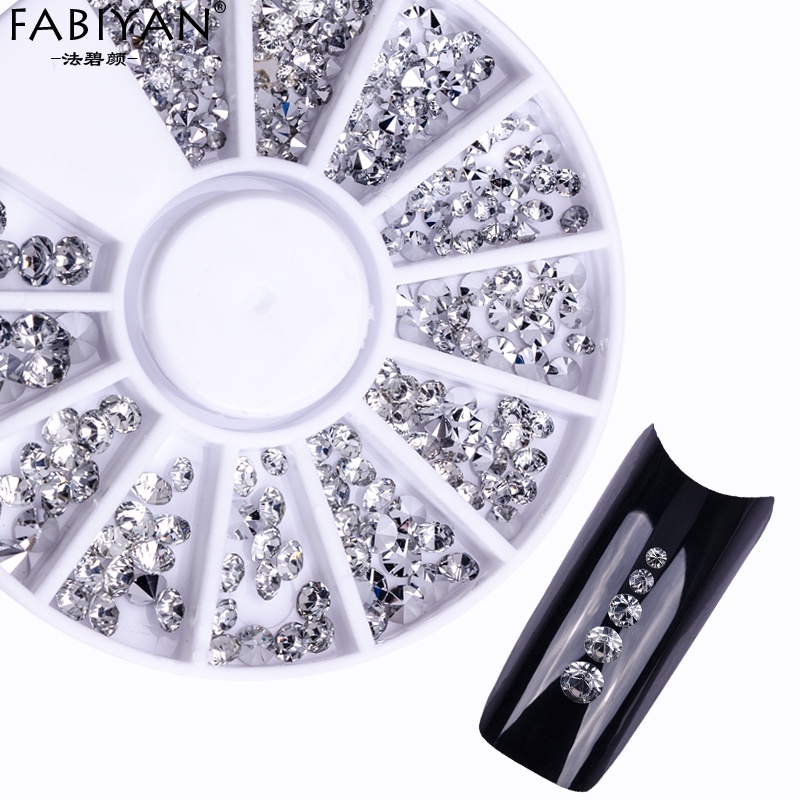 Kim cương giả FABIYAN 3D trong suốt kích thước hỗn hợp trang trí sơn móng tay UV / móng acrylic