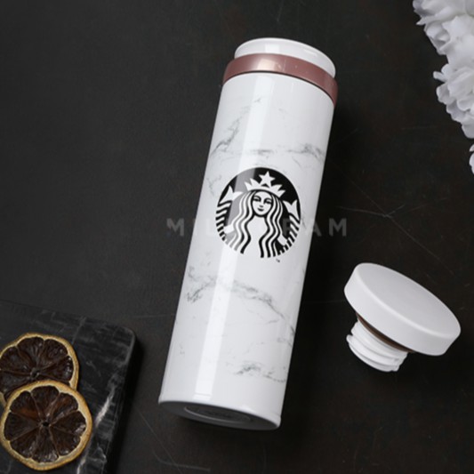 [ MẪU MỚI 2021 ] Bình giữ nhiệt JNO Marble White Thermos Starbucks Hàn Quốc 500ml