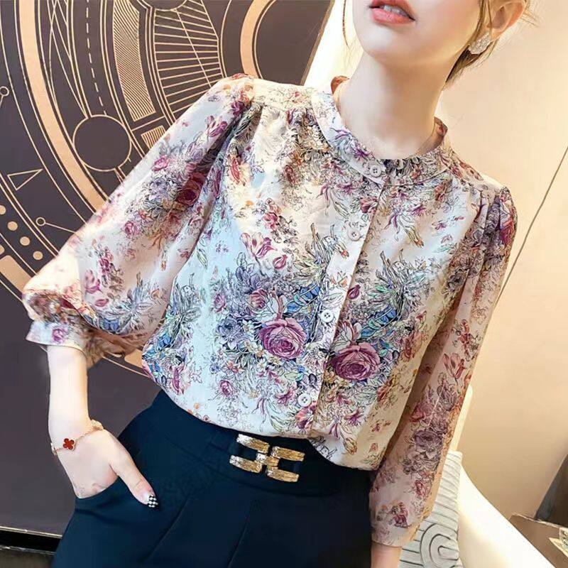 Áo Sơ Mi Chiffon Tay Ngắn Dáng Rộng Phong Cách Phương Tây Thời Trang Mùa Hè Hàng Mới Dành Cho Bạn Nữ 2022