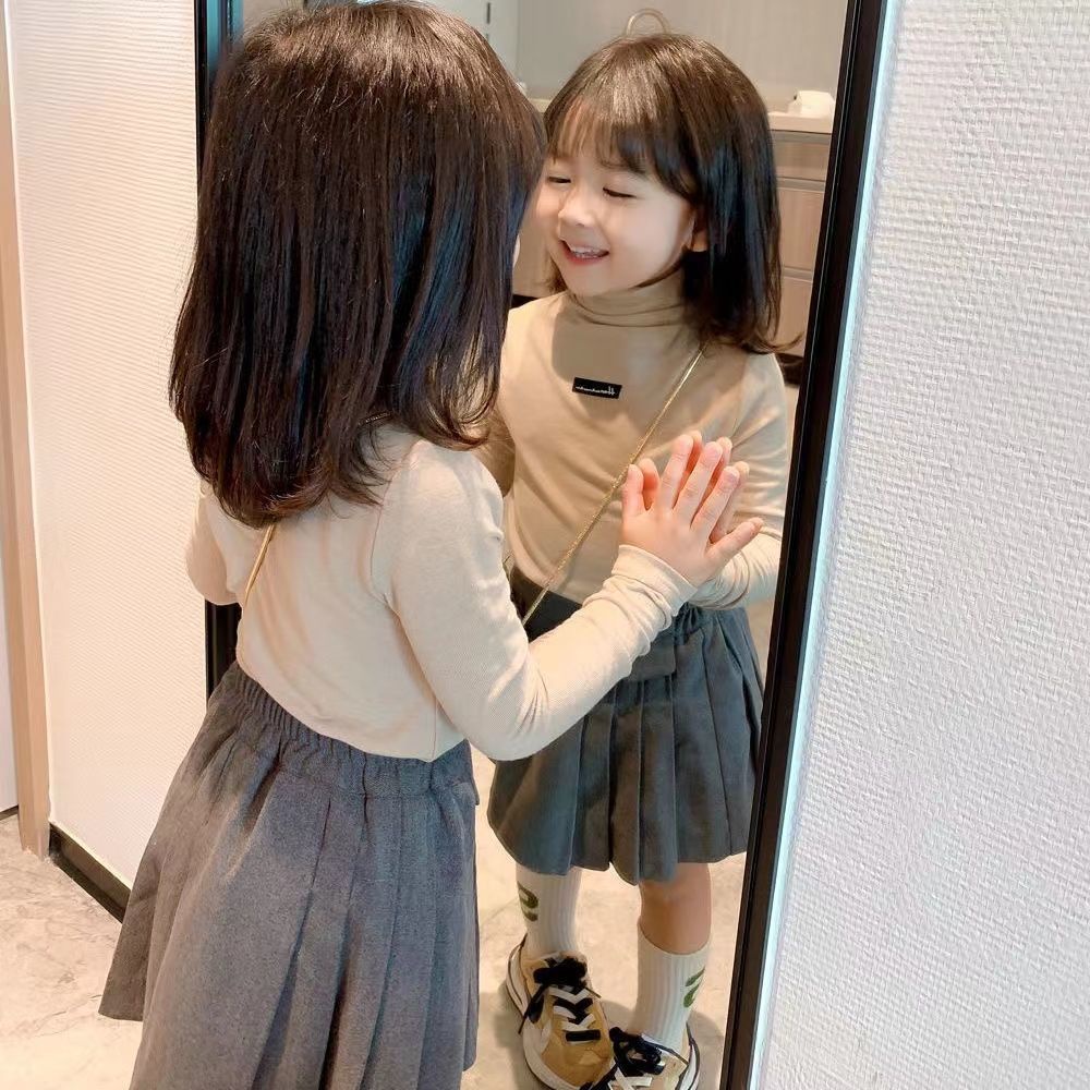 Mới Áo Thun Dày Co Giãn Cổ Cao Màu Trơn Thời Trang 2022 Cho Bé Gái