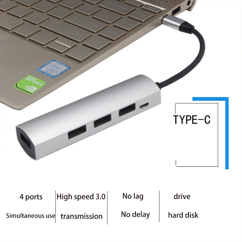 Bộ Chia 4 Cổng Usb 3.1 Type C 5 Trong 1 Cho Macbook Pro Laptop Pc