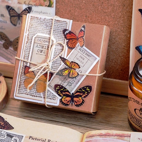 Bộ 40 Miếng Dán PET Hình Bướm Trang Trí Sổ Lưu Niệm