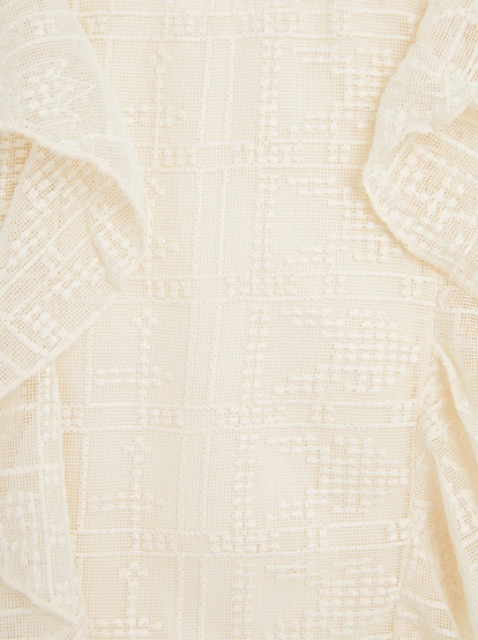 Áo sơ mi riềm bèo màu be