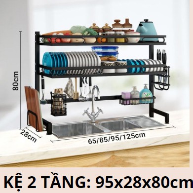 Kệ để chén bát đa năng bằng thép Carbon chất lượng cao - Giá để bát đũa sơn tĩnh điện đen chống bám bẩn, kệ để chén đĩa