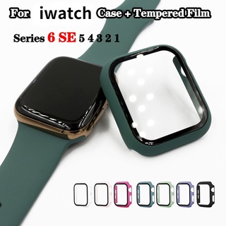 Case+Tempered Glass for iwatch 6 SE 40mm 44mm coverage case  iwatch Series 5 4 3 2 1 38mm 42mm Screen coverage