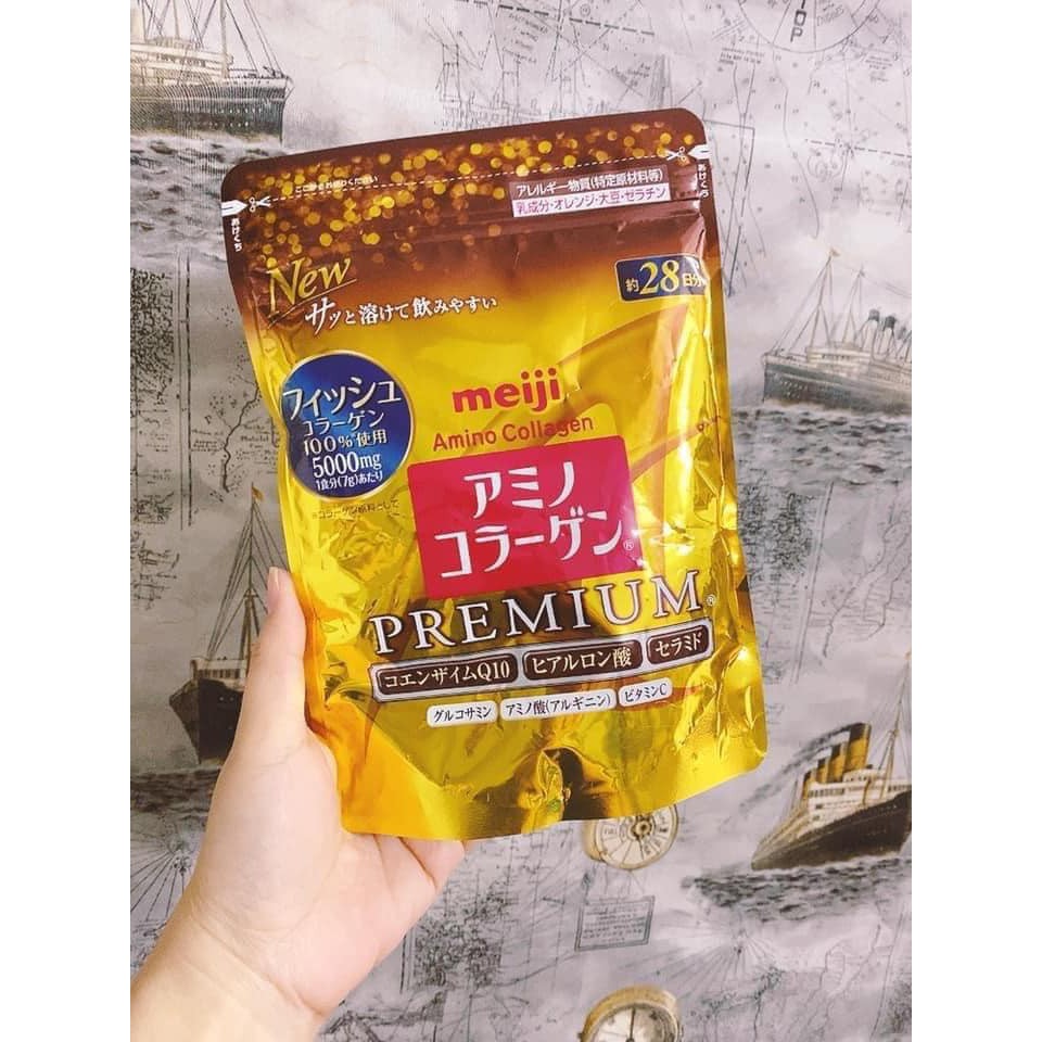 Bột uống bổ sung Collagen Meiji hồng/ vàng premium Nhật bản