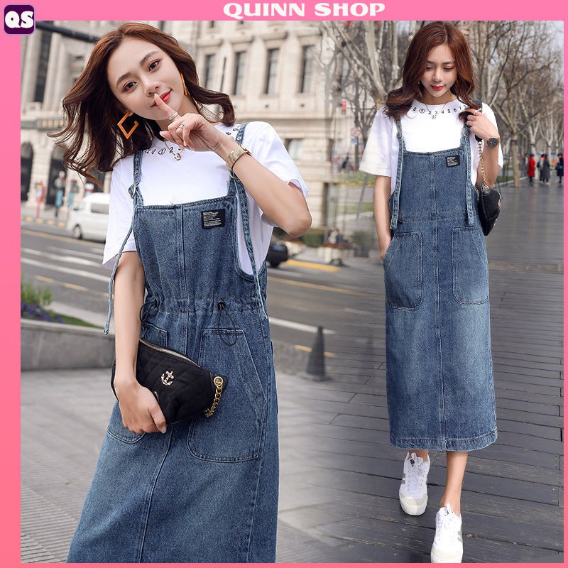 Yếm váy jean nữ dây rút ôm eo phong cách ulzzang Hàn quốc Mquinn YN09 | BigBuy360 - bigbuy360.vn