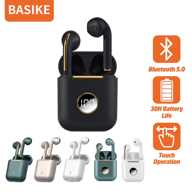 Tai nghe ko dây Basike TW39 Bluetooth 5.0 TWS màu macaron âm thanh nổi có micro mới dùng cho all phones