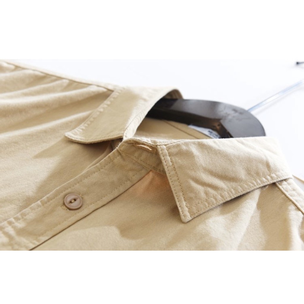 Áo Sơ mi kaki 3 màu xám, kem, xanh - chất kaki dày dặn | BigBuy360 - bigbuy360.vn
