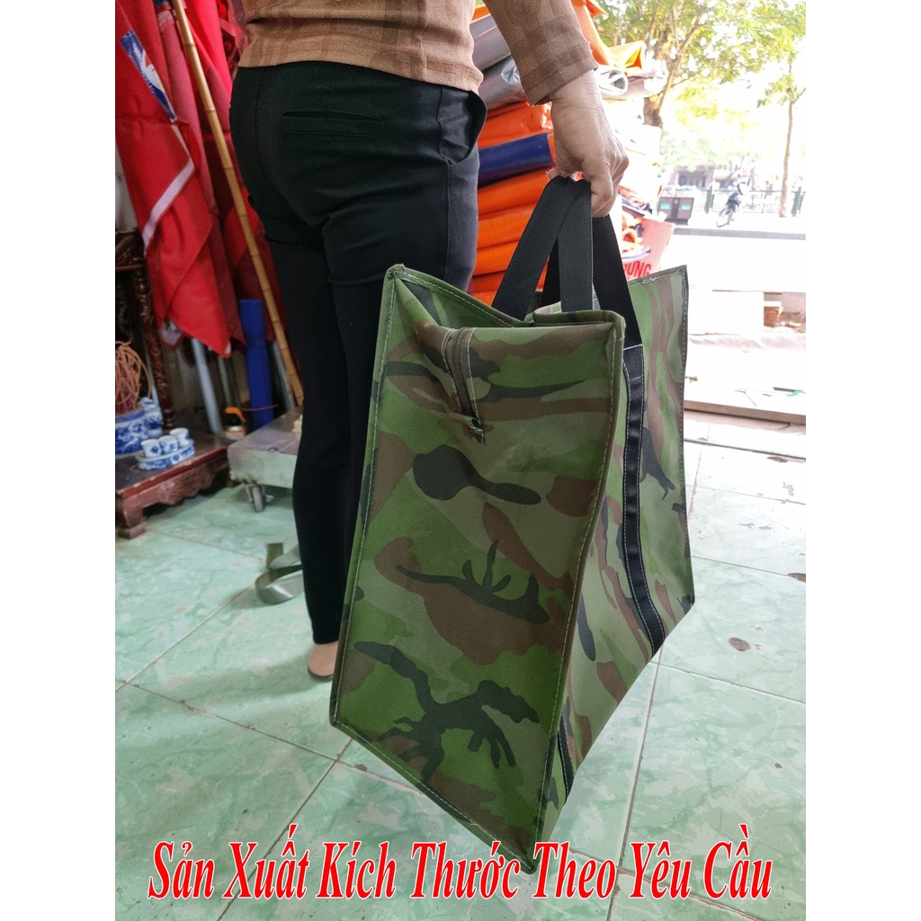 Túi Vải Rằn Ri Quân Đội Siêu Dày Có Khóa Kéo Kích Thước 50cm x 50cm x 25cm