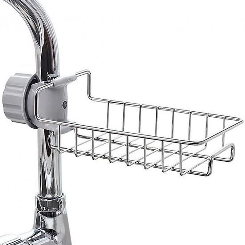 Giá để miếng rửa chén bằng inox - kệ inox 304 không gỉ đựng lưới rửa bát, cọ xoong treo vòi nước bồn rửa bát GD296