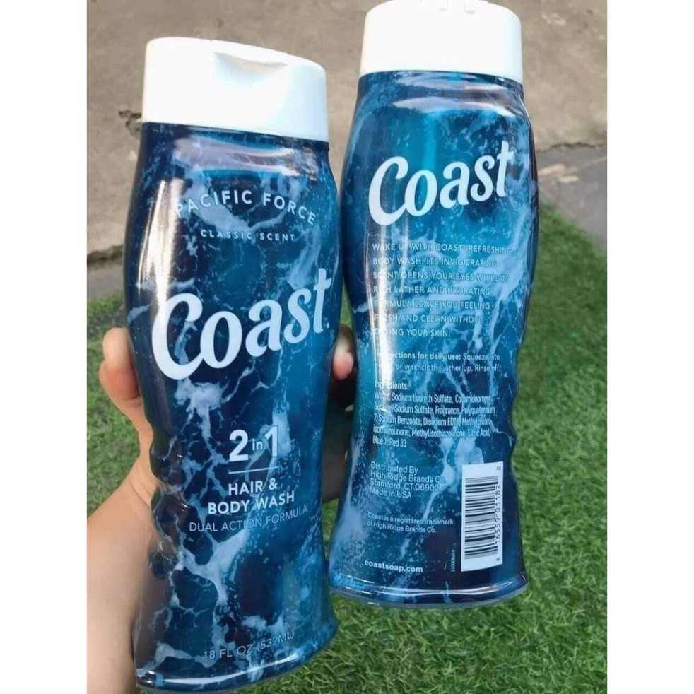 Đồ dùng nam Sữa tắm coast sữa tắm nam 2in1 Coast Hair & Body Wash Classic Scent 532ml Pacific Force 