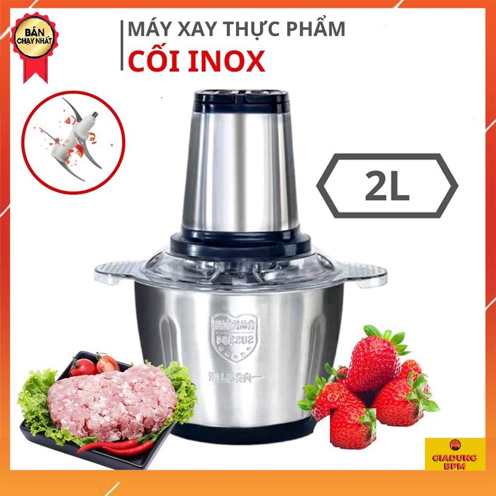 Máy xay thịt cối Inox 4 lưỡi đa năng siêu sắc bén, cối xay Kitchen Expert 2 lít, xay siêu nhanh siêu mạnh, Giadungbpm