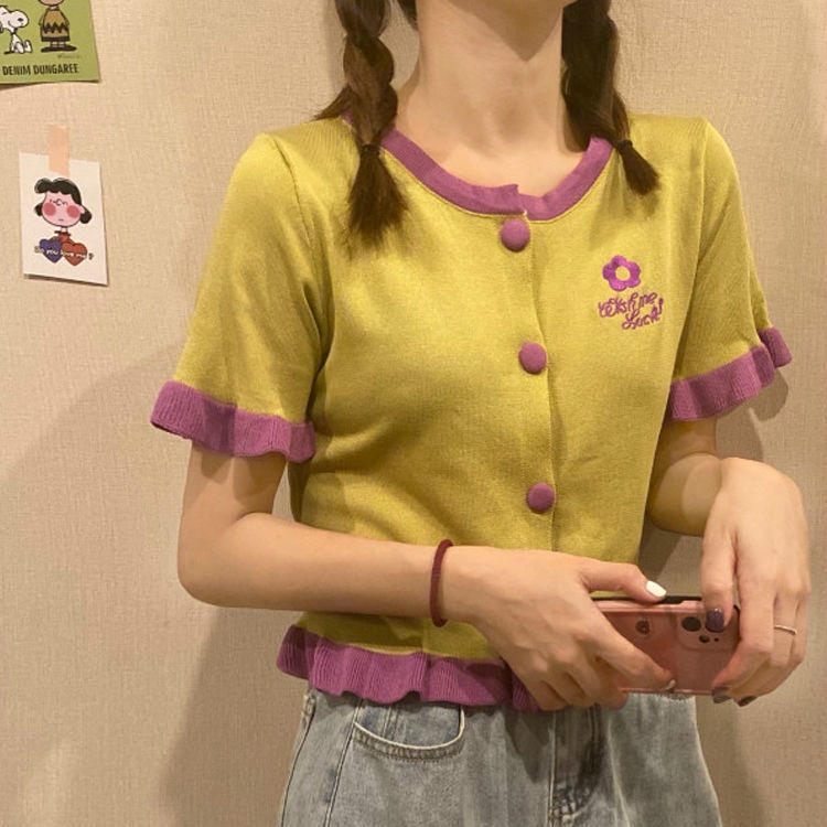 Áo cardigan Dệt Kim Mỏng Ngắn Tay Thời Trang Cho Nữ JL-TX-352