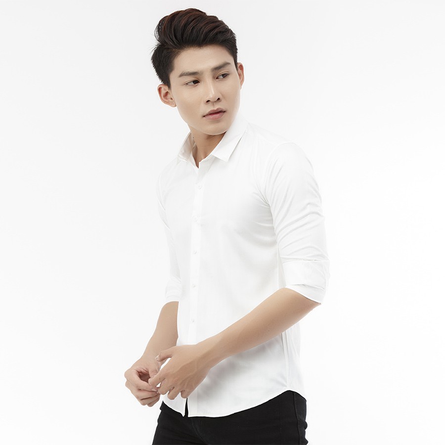 [GIẢM SỐC] - Áo sơ mi nam dài tay, sơ mi công sở vải lụa chống nhăn cao cấp màu trắng dáng SLIMFIT (ẢNH THẬT) | BigBuy360 - bigbuy360.vn