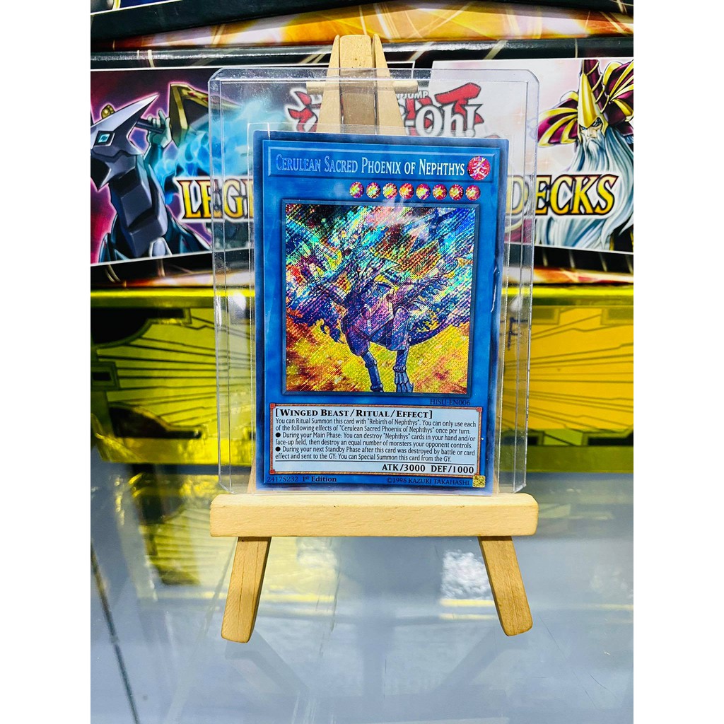 [ Dưa Hấu Yugioh ] Lá bài thẻ bài Cerulean Sacred Phoenix of Nephthys - Secret Rare - Tặng bọc bài nhựa bảo quản