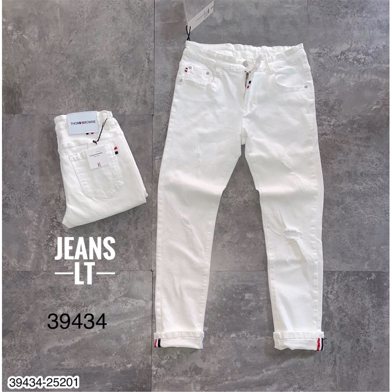Quần Jean Nam Màu Trắng Rách Siêu Đẹp - Quần Bò Nam Trắng Rách Gối Cực Hot