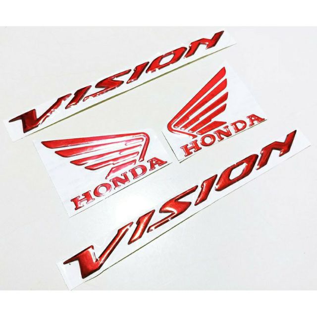 Tem dán, decal chữ nổi vision và cánh chim, logo cánh chim