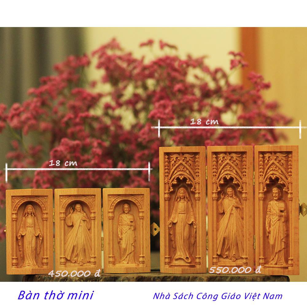 Bàn thờ Công Giáo Mini để bàn - Gỗ Beech nhập khẩu  - Nhà Sách Công Giáo Việt Nam