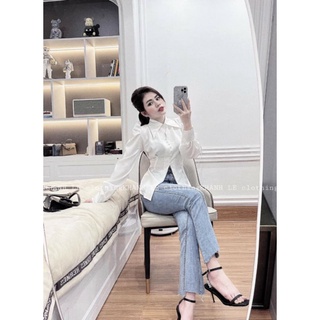 ♻️Sơ mi lụa thắt nơ cúc bọc siêu xinh _G6T