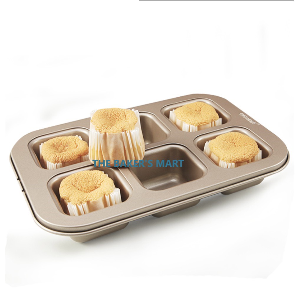 Khuôn ô vuông nhỏ 6 bánh khuôn bánh đa năng chông dính khuôn bánh mì khuôn cupcake