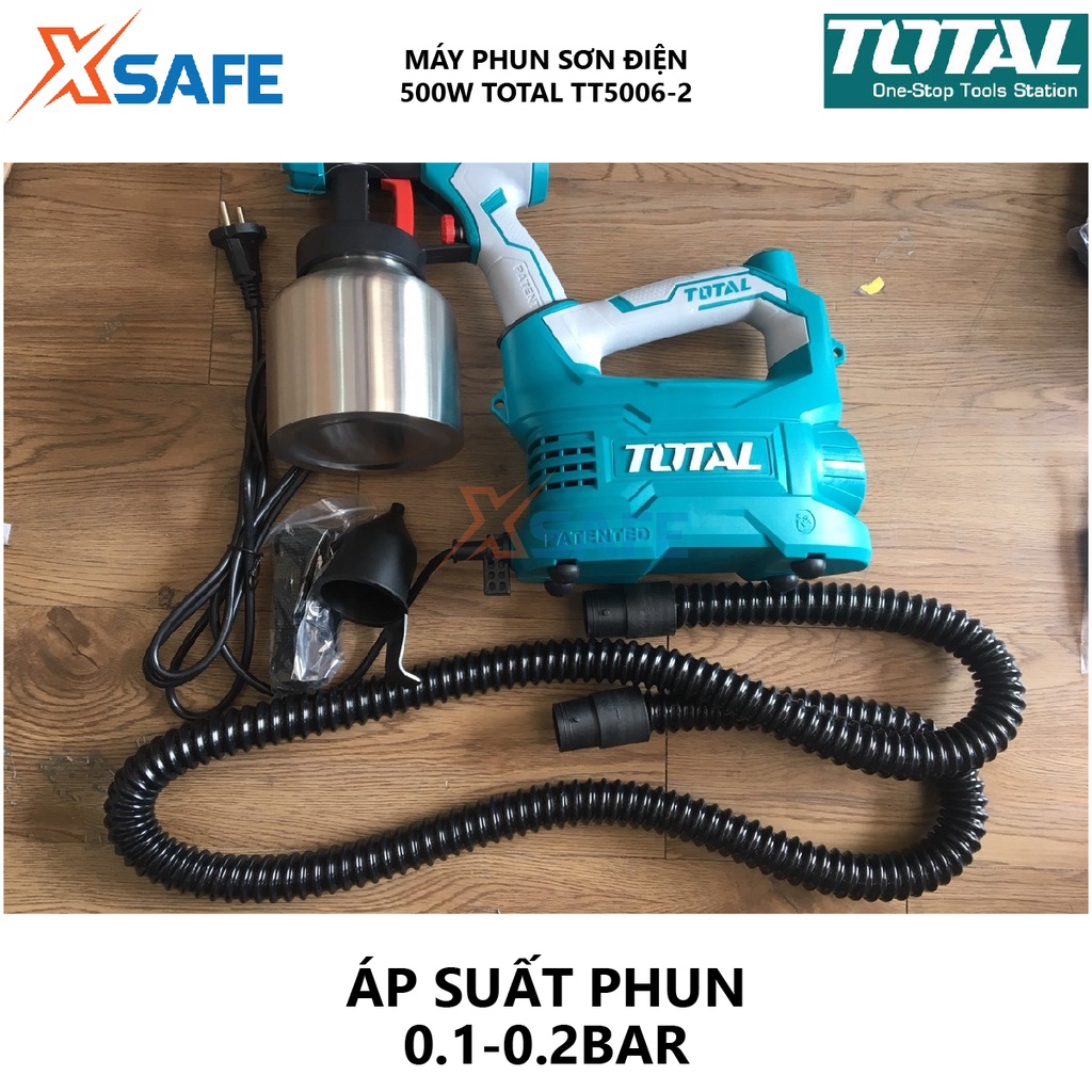 Máy phun sơn bình nhôm TOTAL TT5006-2 Súng phun sơn dùng điện dung tích bình chứa 800ml, kèm nhiều phụ kiện