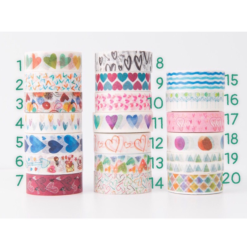 Cuộn Băng Dính Washi Tape Hoạ Tiết Nhiều Màu Sắc Trang Trí Sổ Tay Nhật Kí Album, Làm Bullet Journal Dễ Thương Winzige