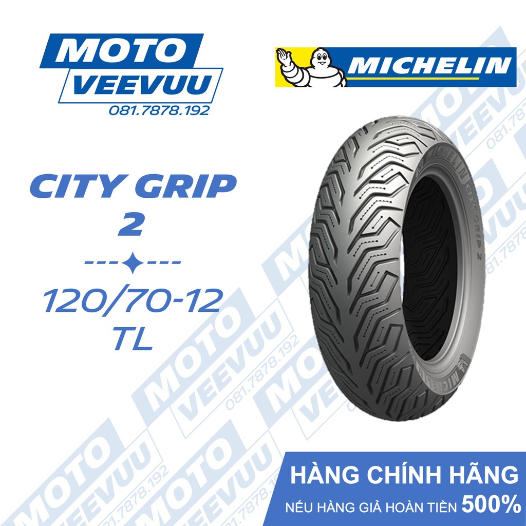 Lốp Michelin 120/70-12 TL/TT City Grip 2 (Lốp không ruột)