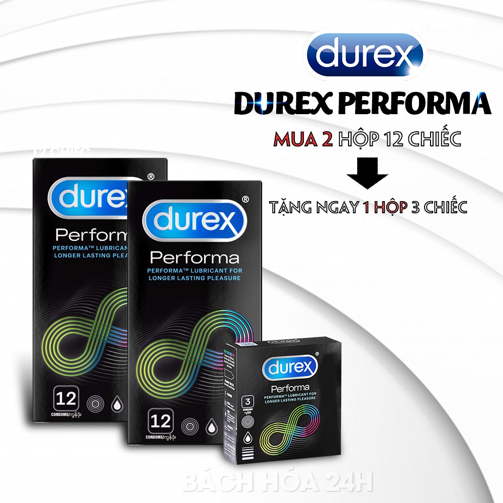 [Tặng Bcs Siêu Gai] Bộ 4 Hộp (48 Chiếc )Bao cao su Durex Performa Nhiều Gel Bôi Trơn Tăng Khoái Cảm &amp; Kéo Dài Cuộc Yêu