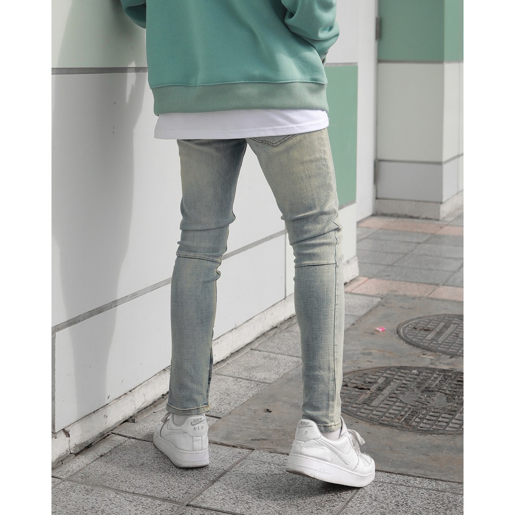 Quần Skinny Jeans Nam-Màu Xanh-Chất Liệu Cotton Co Giãn-Ống Đứng Dáng-Có Khóa Zip Dưới Ống Chân | BigBuy360 - bigbuy360.vn