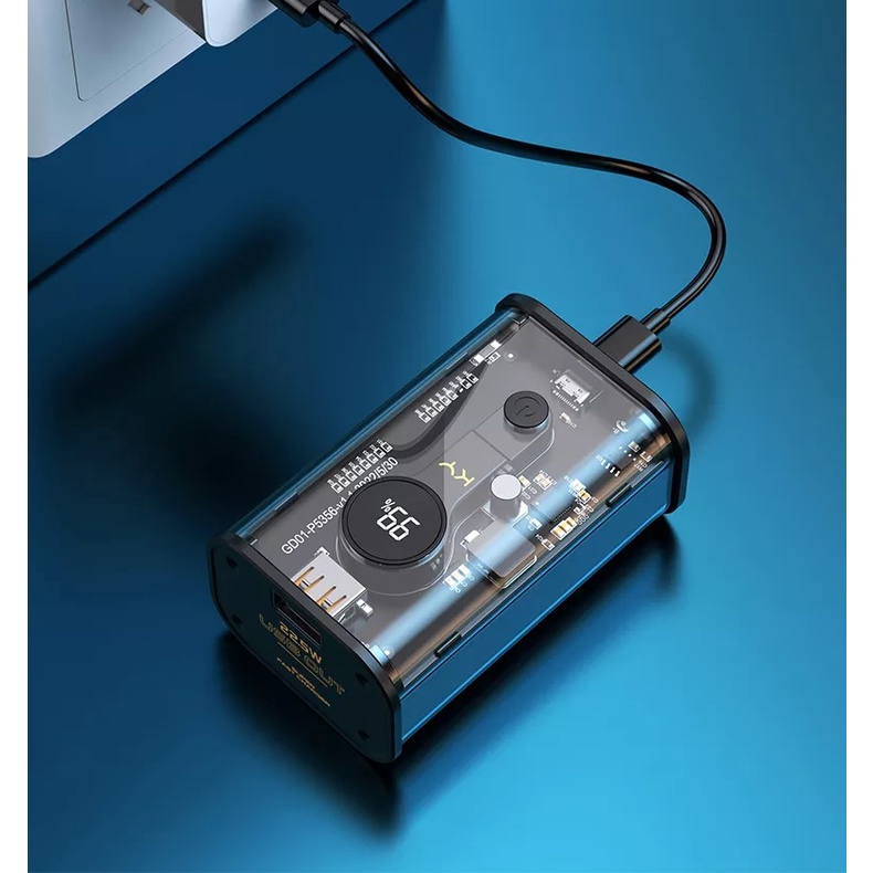 Pin sạc dự phòng trong suốt KY 806 10000 mAh sạc nhanh PD20W QC22.5W