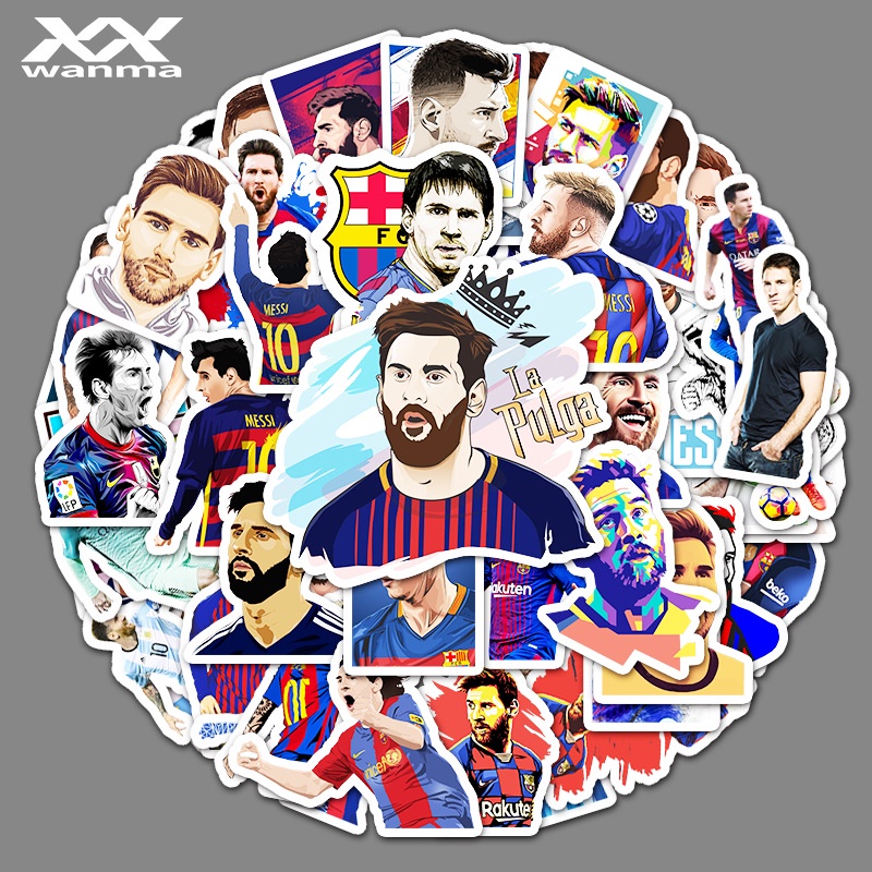 Combo 30 Sticker Chống Nước Decal Dán Điện Thoại Laptop Mũ Bảo Hiểm Vali Đàn Guitar Bình Nước Sổ Tay Graffiti [MESSI]