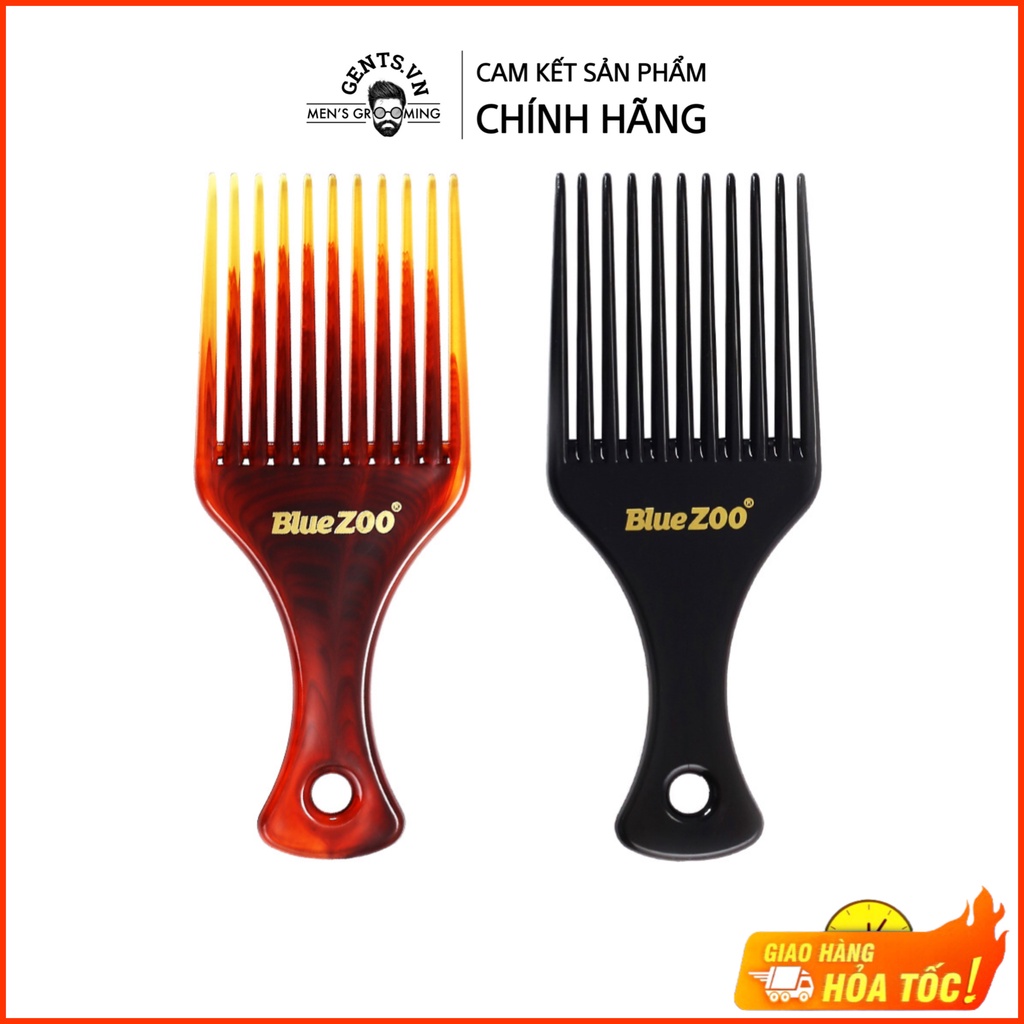 Lược tạo kiểu tóc nam Afro Pick Blue ZOO chuyên chải pomade màu Hổ phách / Đen