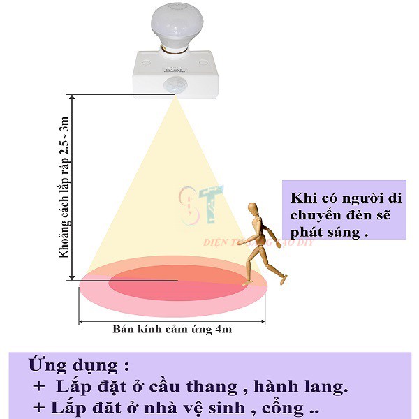 Đui Đèn Cảm Biến Chuyển Động - Cảm Biến Hồng Ngoại