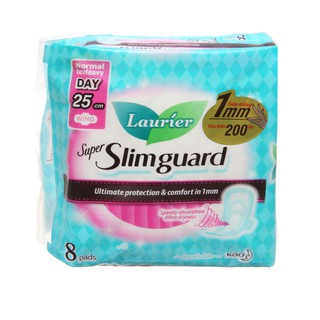 Băng Vệ Sinh Laurier Super Slimguard Siêu Mỏng Cánh 25cm Gói 8 Miếng (Siêu thấm 200 lần chỉ trong 1mm)
