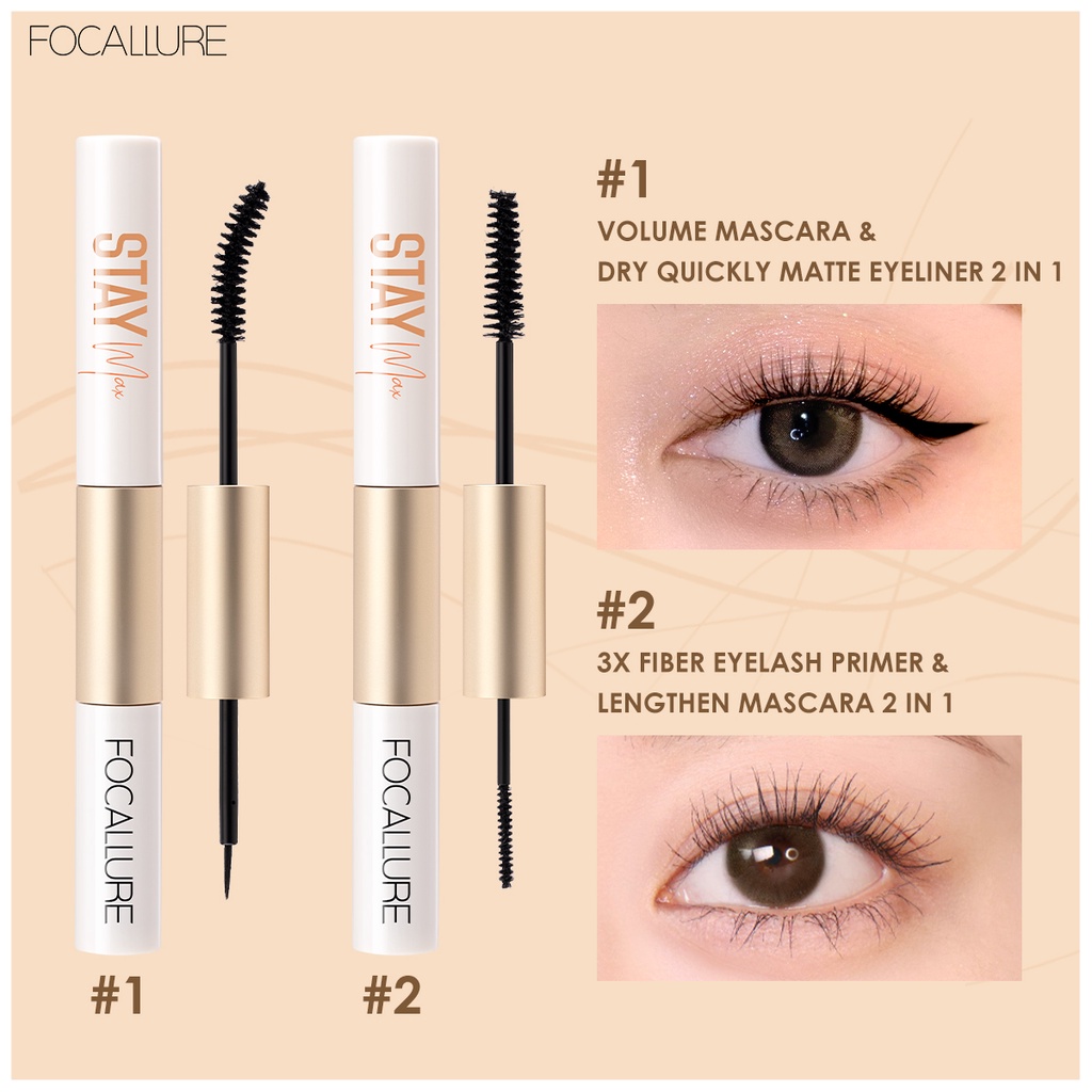 FOCALLURE Kẻ mắt nước & Chuốt mi Mascara 2 Trong 1 Chống Thấm Nước Lâu Trôi dài mi và cong mi 28g #1