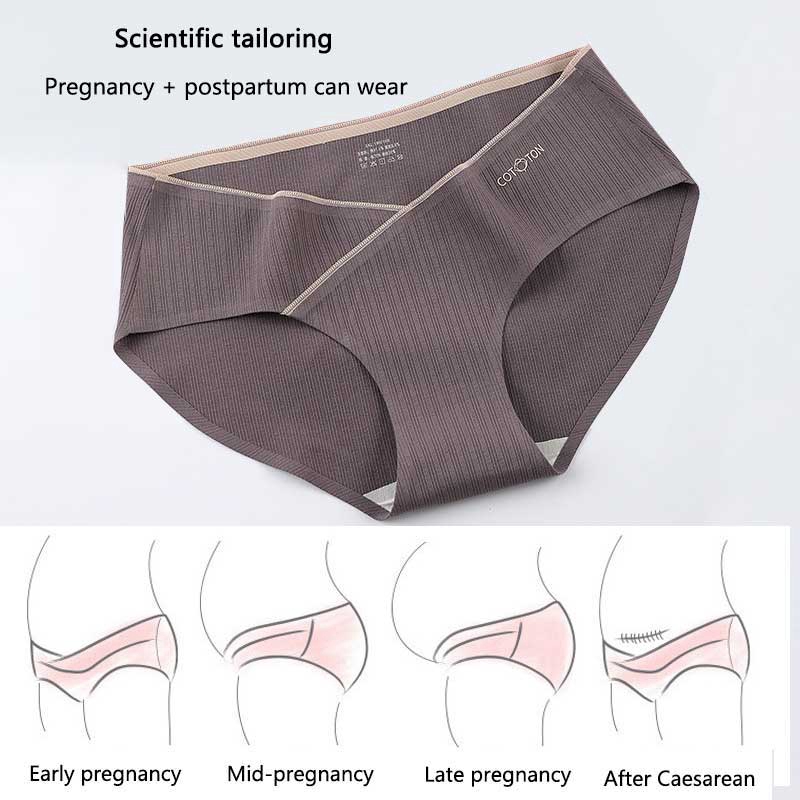 AOFEIQIKE Quần lót lụa cotton tơ tằm in kẻ sọc liền mạch thoáng khí chống vi khuẩn cỡ M-XL cho nữ