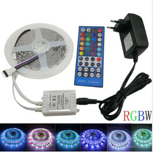 SMD 5050 60leds / m 5m RGBW RGBW RGB LED Strip Light Tape IR Control DC 12V Adapter Kit