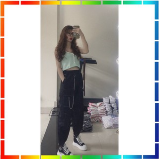 ( ẢNH THẬT ) - QUẦN KAKI ỐNG RỘNG CÓ DÂY RÚT KÈM XÍCH QUẦN CỰC NGẦU BLACKPINK MẶC ĐƯỢC 2 KIỂU CỰC ĐẸ