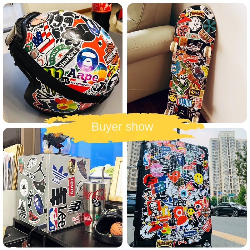 Bộ 50 Miếng Dán Chống Thấm Nước Họa Tiết Hoạt Hình Graffiti Trang Trí Đa Ứng Dụng