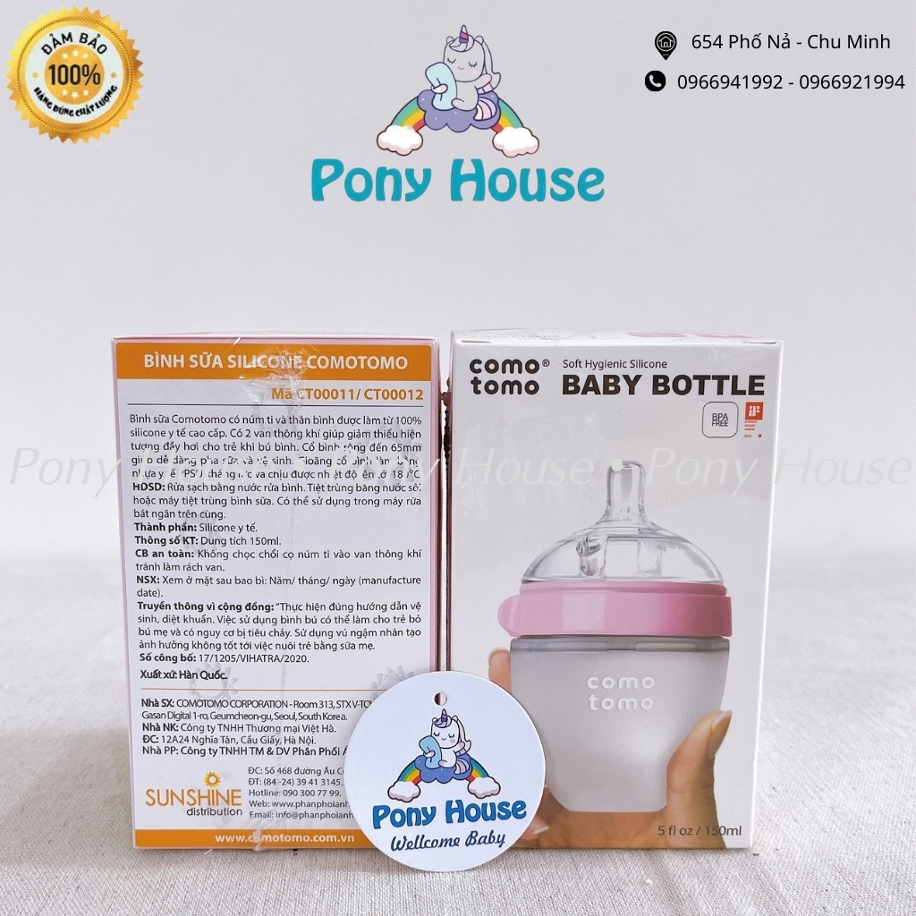 Bình Sữa Comotomo Silicon Cho Bé Siêu Mềm 150ml - 250ml - Xanh, hồng Chính Hãng