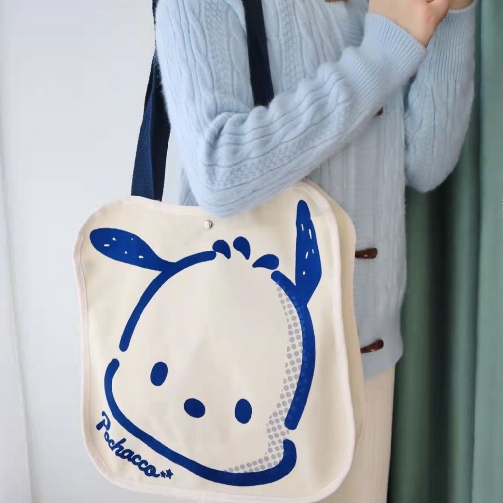 Cute Sanrio Pochacco Puppy Phim hoạt hình dễ thương túi vải túi cô gái túi học sinh túi xách túi vai túi mua sắm túi túi môi trường