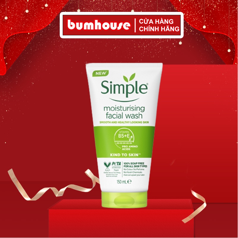 Sữa rửa mặt Simple Moisturising Facial Wash giúp cấp ẩm, da trông khỏe và mịn màng - cho da khô nhạy cảm 150ml