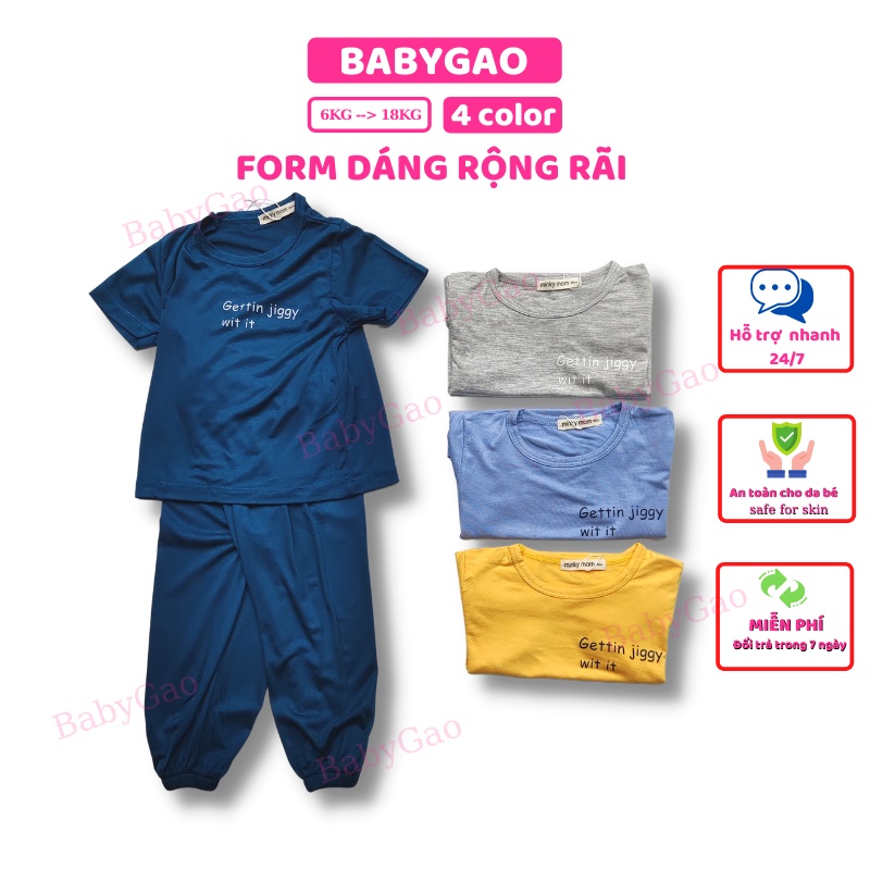 Bộ Quần Áo Bé Trai Bé Gái Alibaba Minky Mom Vải Thun Lạnh, Bộ Cộc Tay Quần Dài Cho Bé Mặc Nhà Ngủ Máy Lạnh BabyGao