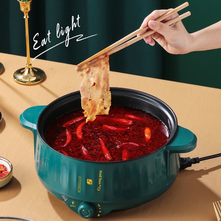 Nồi Lẩu Điện 28cm, Nồi Điện Đa Năng Rán, Chiên, Xào, Hấp, Có Lớp Chống Dính Teflon Kèm Xửng Hấp - Gia dụng SmartSun