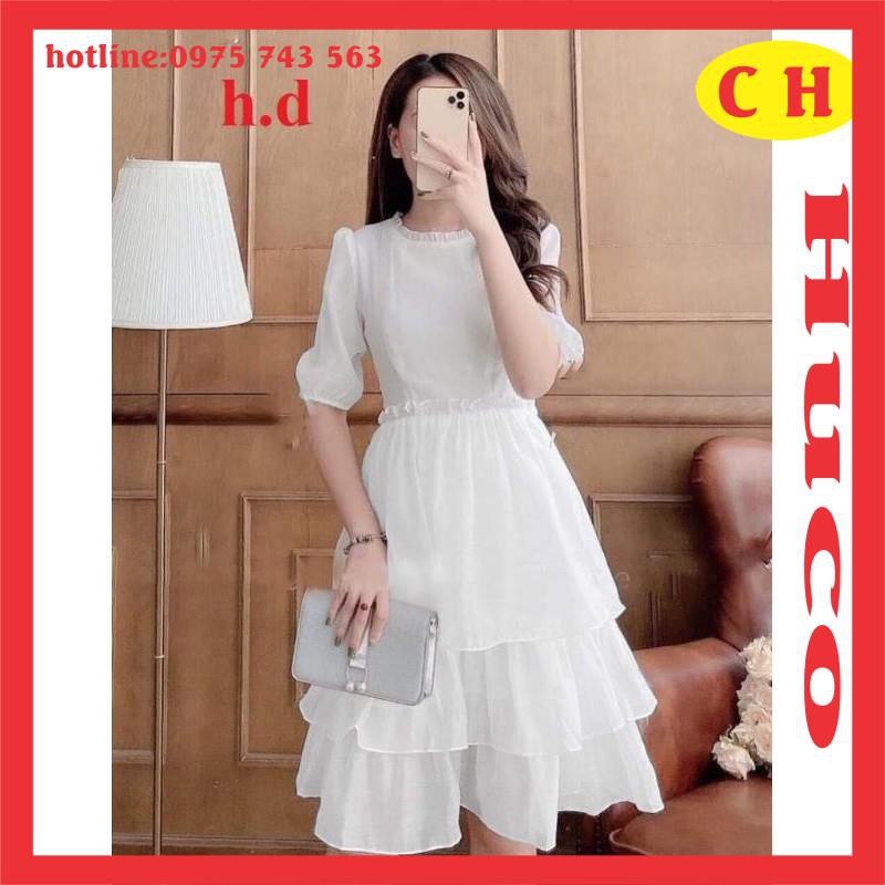 🦋sét đầm nữ🦋đầm nữ vintage trắng tinh khôi🦋váy nữ kiểu dáng trẻ trung dài xòe ba tầng freesize giá rẻ kèm video ảnh thật | BigBuy360 - bigbuy360.vn